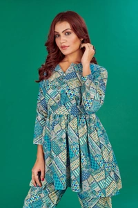 FWVT VERY TRENDING AND COMFORTABLE CO-ORD COTTON PRINTED STE - M-38, Dark Cyan