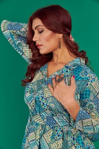 FWVT VERY TRENDING AND COMFORTABLE CO-ORD COTTON PRINTED STE - M-38, Dark Cyan