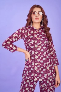FWVT VERY TRENDING AND COMFORTABLE CO-ORD COTTON PRINTED STE - M-38, Pansy Purple