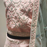 Semi Stitched Lehnga  - 40 waist size, Baby Pink with Sea Green Dupatta