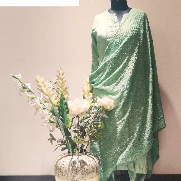 Suit And Dupatta - Sea Green, M(40)