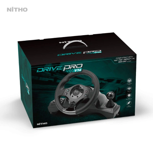 NITHO Nitho Drive Pro V16 Racing Wheel & Pedal Set MLT-DP16-K, Compatible with PC/PS3/PS4/Xbox1/Switch