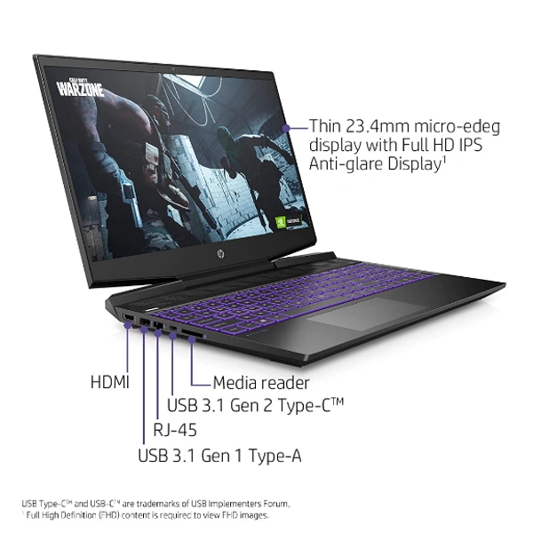 HP Pavilion Gaming 10th Gen Intel Core i5 15.6-inch (39.6 cms) FHD Gaming Laptop (8GB/256GB SSD + 1TB HDD/144Hz/GTX 1650Ti 4GB Graphics/Windows 10/MS Office/2.28 kg), 15-dk1514TX, Black