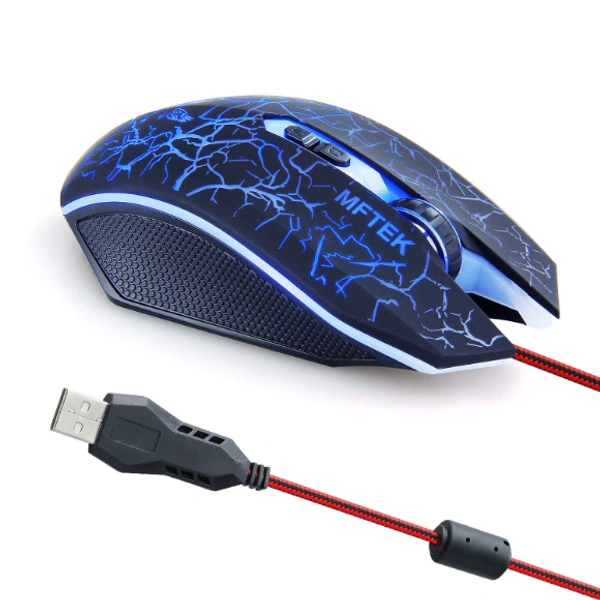 MFTEK Tag 3 2000 dpi LED Backlit Wired Gaming Mouse with Unbreakable ABS Body (Black)