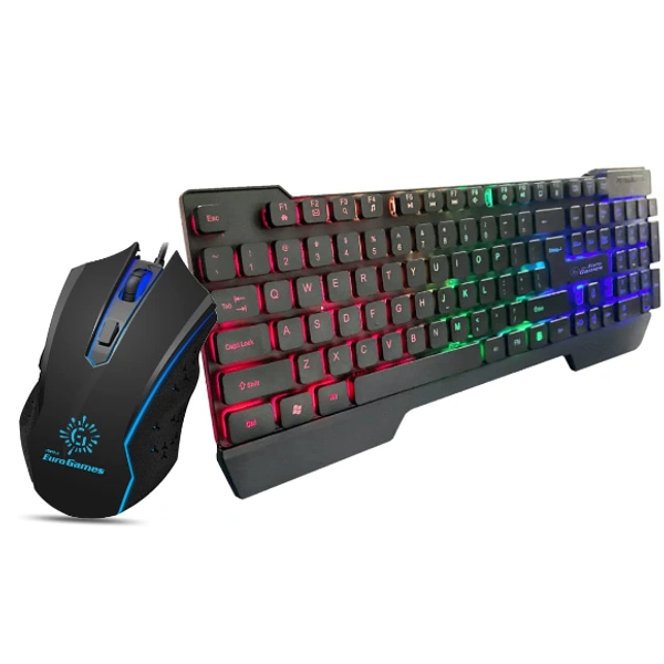 RPM Euro Games Gaming Keyboard and Mouse Combo | 104 Keys with RGB Backlit - Keyboard | Wrist Support - Keyboard | Laser Carved Keycaps | 4 Level DPI Function - Mouse | 7 Color RGB - Mouse | 6 Buttons