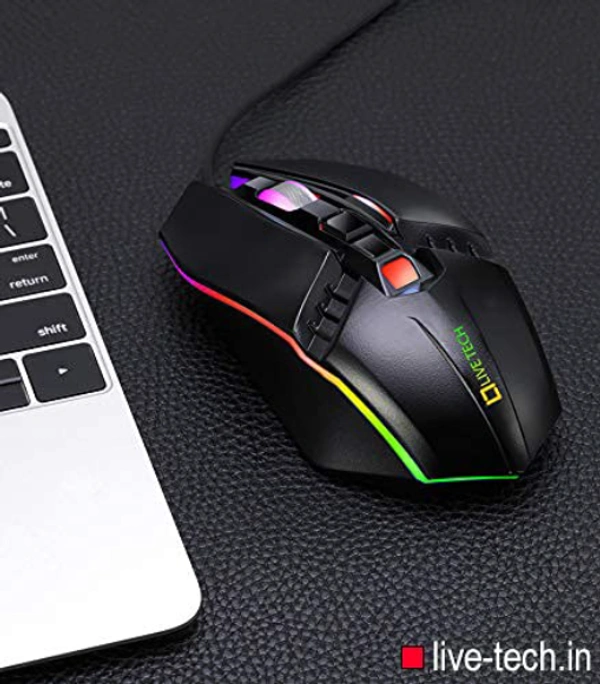 Live Tech Evon Wired Gaming Combo with LED Backlit USB Keyboard & Mouse Gold Plated USB, Braided Cable (Does not Support ipad Tablet mobiles)