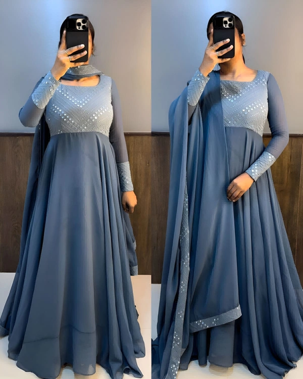 Trendy Gown With COLOURS Available - M, Gray