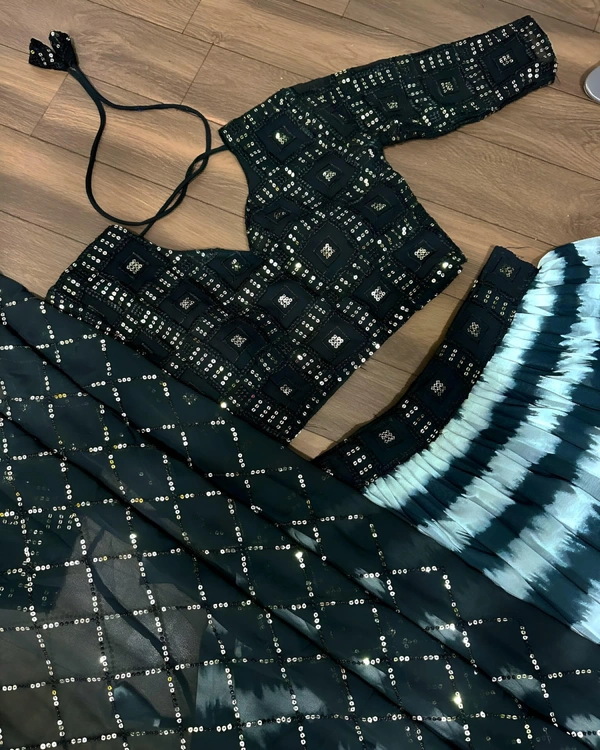 Black Lehenga - Black, 2XL