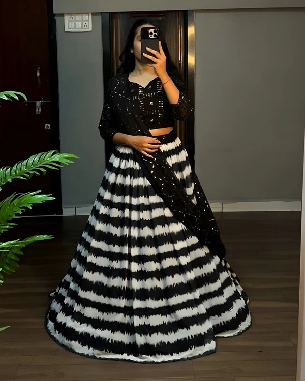 Black Lehenga - Black, 3XL