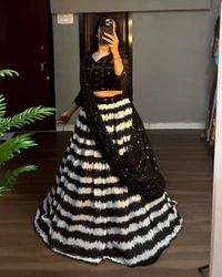 Black Lehenga - Black, 3XL