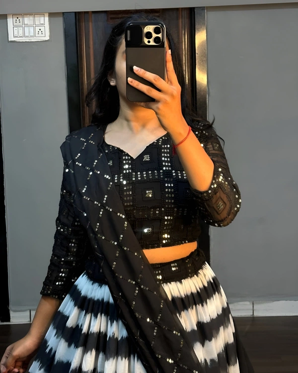 Black Lehenga - Black, 3XL