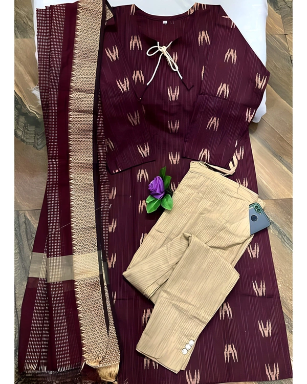 Daily Wear Kurta set - L, Maroon