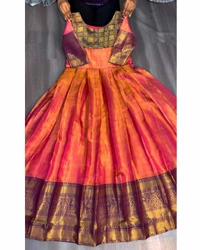 Kanjivaram silk Gown - Free Size, Olive (3)