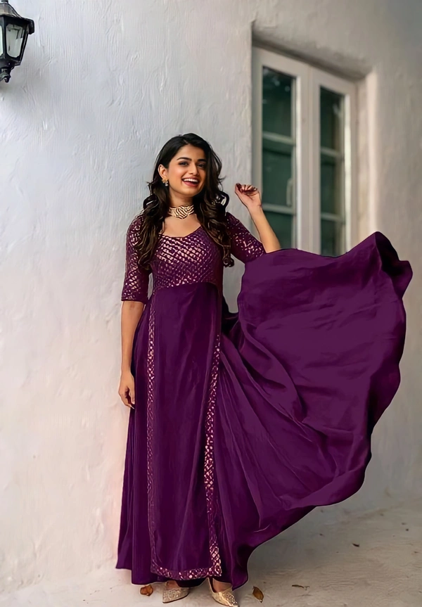 Sequance Embroidered Gown - M, Teal
