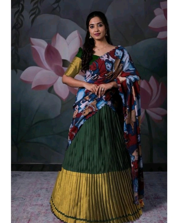 Trendy Traditonal Semi-Stitched - Unstitched, Green