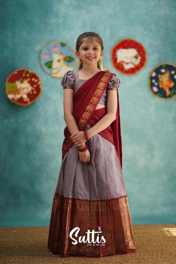South Indian Half Saree For Kids - 9-10 Years