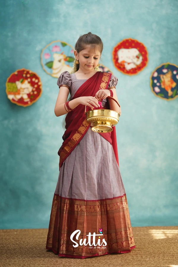 South Indian Half Saree For Kids - 9-10 Years