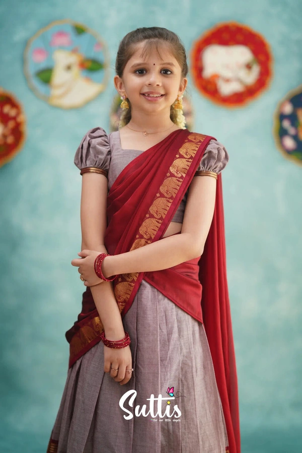 South Indian Half Saree For Kids - 9-10 Years