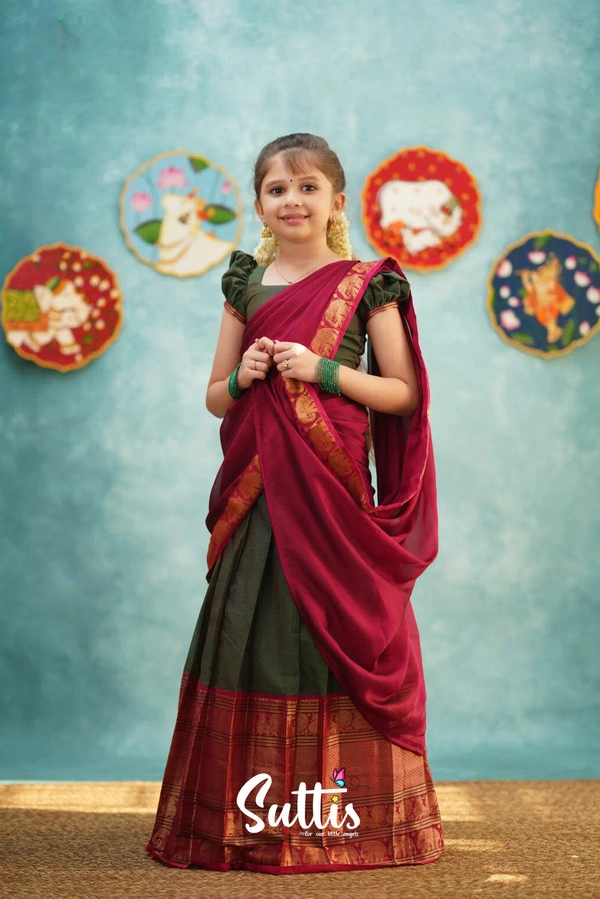 South Indian Half Saree For Kids - 0-1 Years