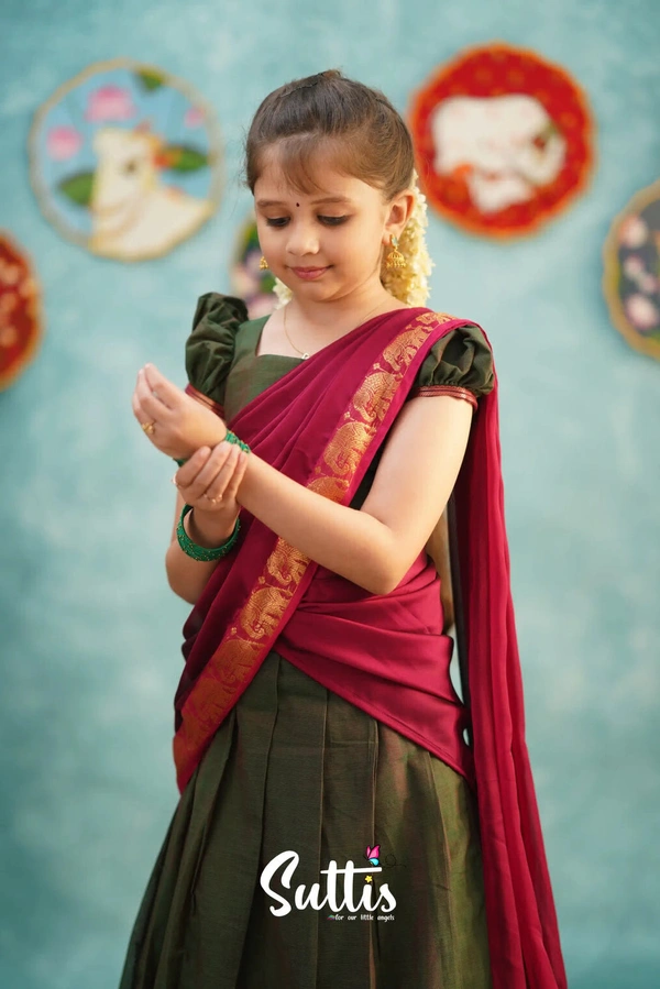 South Indian Half Saree For Kids - 0-1 Years