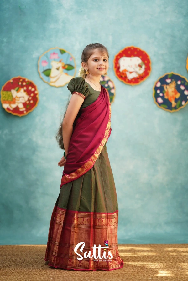 South Indian Half Saree For Kids - 0-1 Years