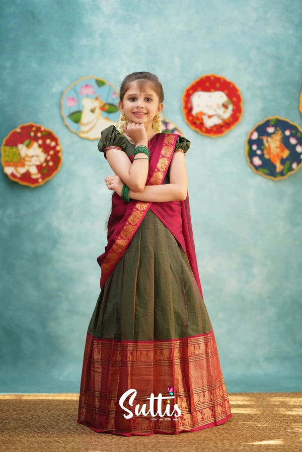 South Indian Half Saree For Kids - 0-1 Years