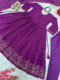 PARTY WEAR LOOK GOWN - L, Wine