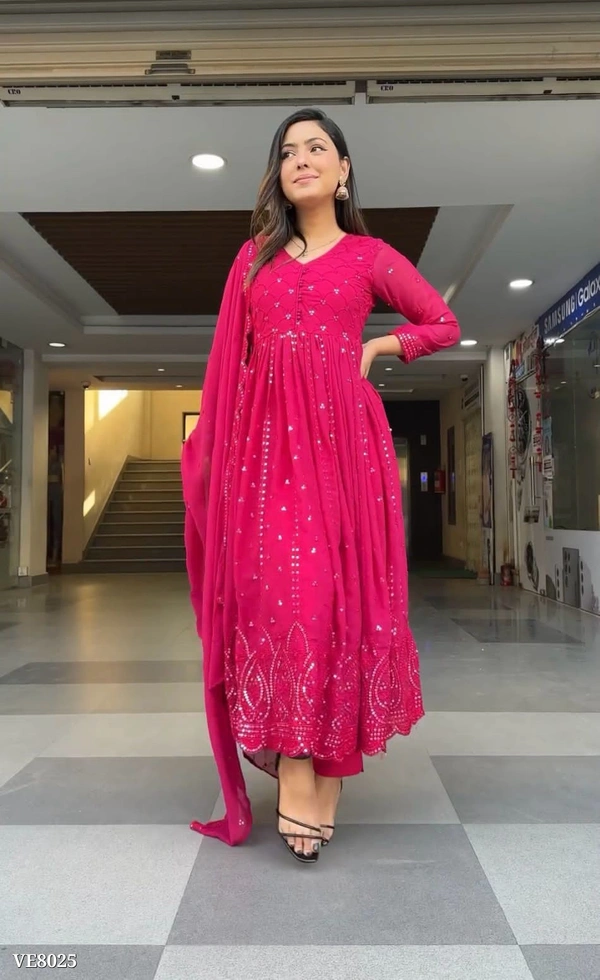 PARTY WEAR LOOK GOWN - L, Pink