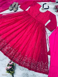 PARTY WEAR LOOK GOWN - XL, Pink