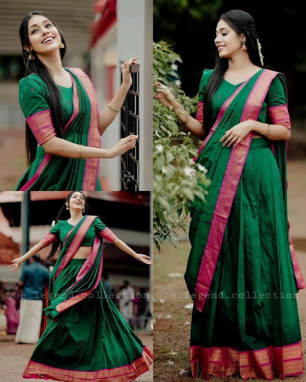South Indian Traditional Half Saree - Semi Stitched