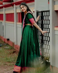 South Indian Traditional Half Saree - Semi Stitched