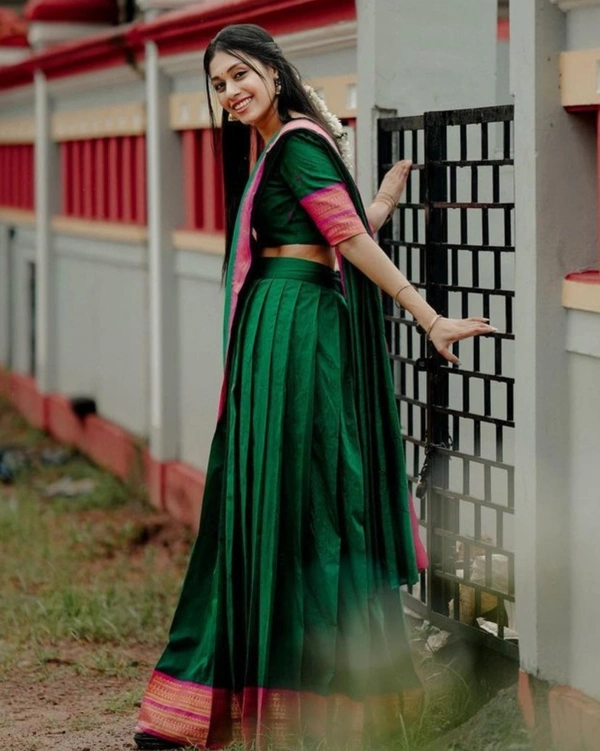 South Indian Traditional Half Saree - Semi Stitched