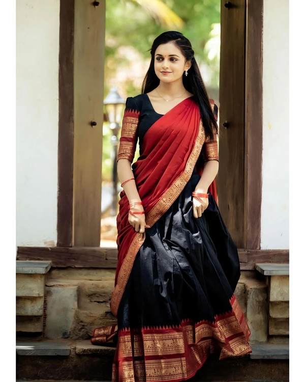 South Indian Traditional Half Saree - Semi Stitched