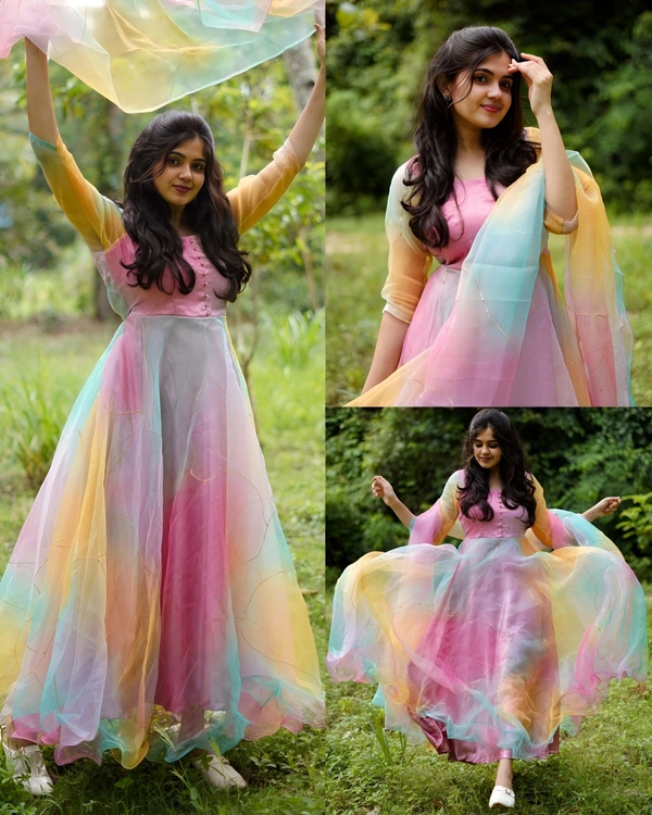 Organza Anarkali Kurti With Dupatta - XL