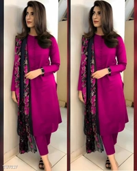 Launching New Kurti Pant Dupatta Set - L, Red