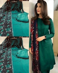 Launching New Kurti Pant Dupatta Set - L, Red