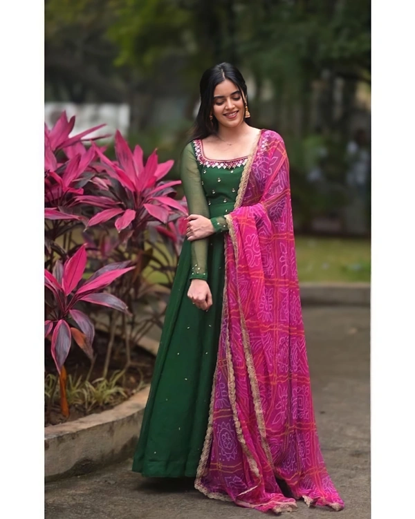 Star Pretty Look Kurti Dupatta Set - 4XL, Green