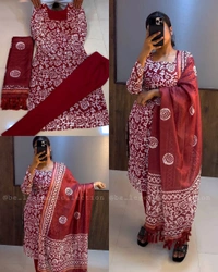 Trendy Kurti Dupatta & Pant Set - XL, Navy Blue