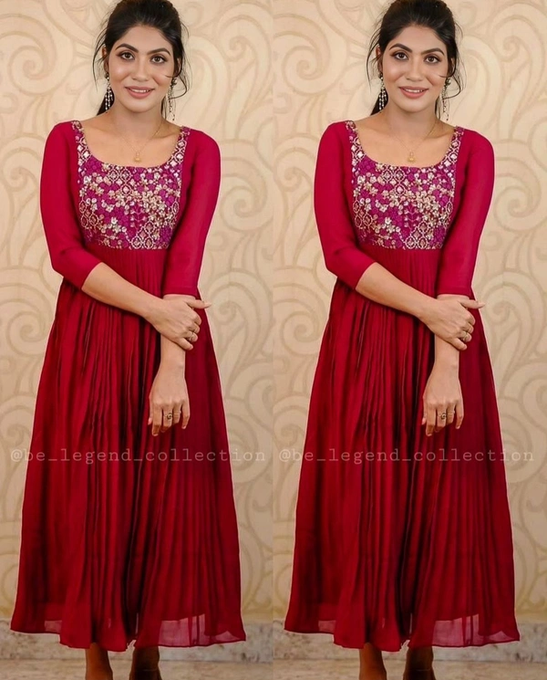 DESIGNER EMBOIDERY ETHNIC WEAR GOWNS - S, Pink