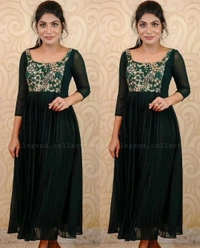 DESIGNER EMBOIDERY ETHNIC WEAR GOWNS - S, Pink