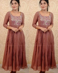 DESIGNER EMBOIDERY ETHNIC WEAR GOWNS - 3XL, Pink