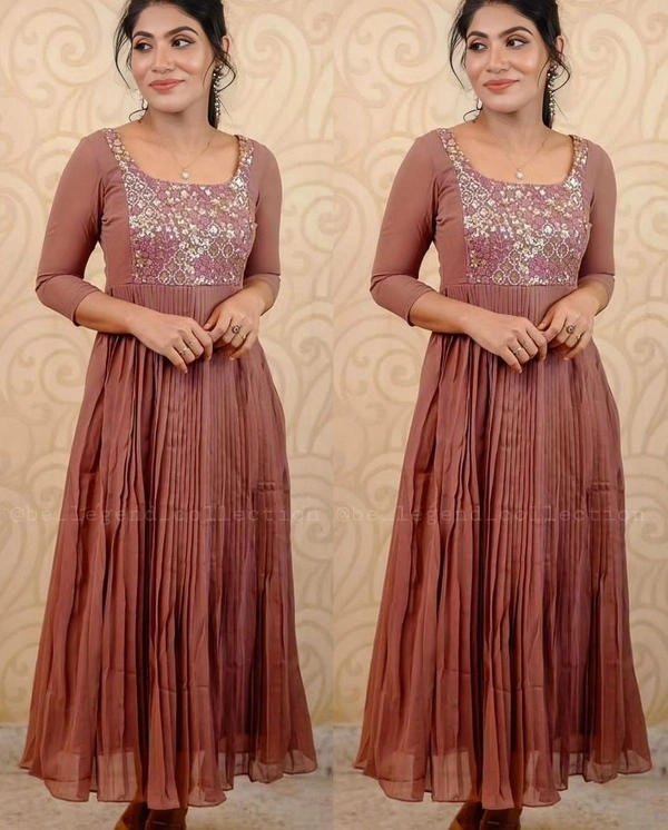 DESIGNER EMBOIDERY ETHNIC WEAR GOWNS - 3XL, Pink