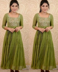 DESIGNER EMBOIDERY ETHNIC WEAR GOWNS - 4XL, Pink