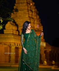 GREEN BANDHANI EMBROIDERY - M
