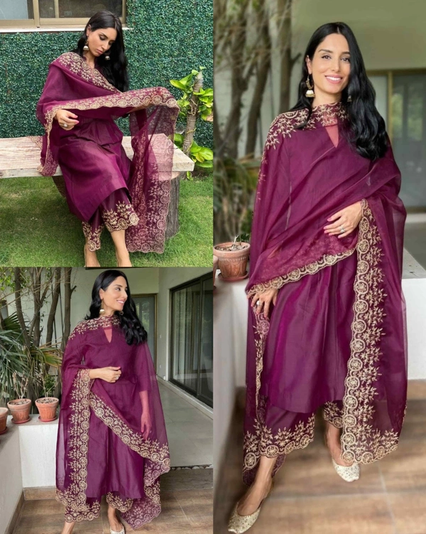 Trendy Embroidery Work Gown - XL