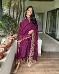 Trendy Embroidery Work Gown - XL