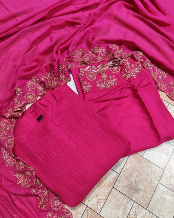 Trendy Embroidery Work Gown - L