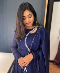 Beautiful Embroidery work gown with Dupptta - M, Red