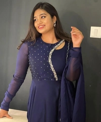 Beautiful Embroidery work gown with Dupptta - M, Red