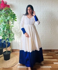 SUPER QUALITY WHITE GOWN DUPATTA - L